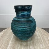 Accolay vase, blue Gallic ceramic, 1960s