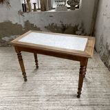 Walnut and marble bistro table 1890