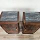 Pair of 1930s Art Deco bedside tables in walnut burl with marble top