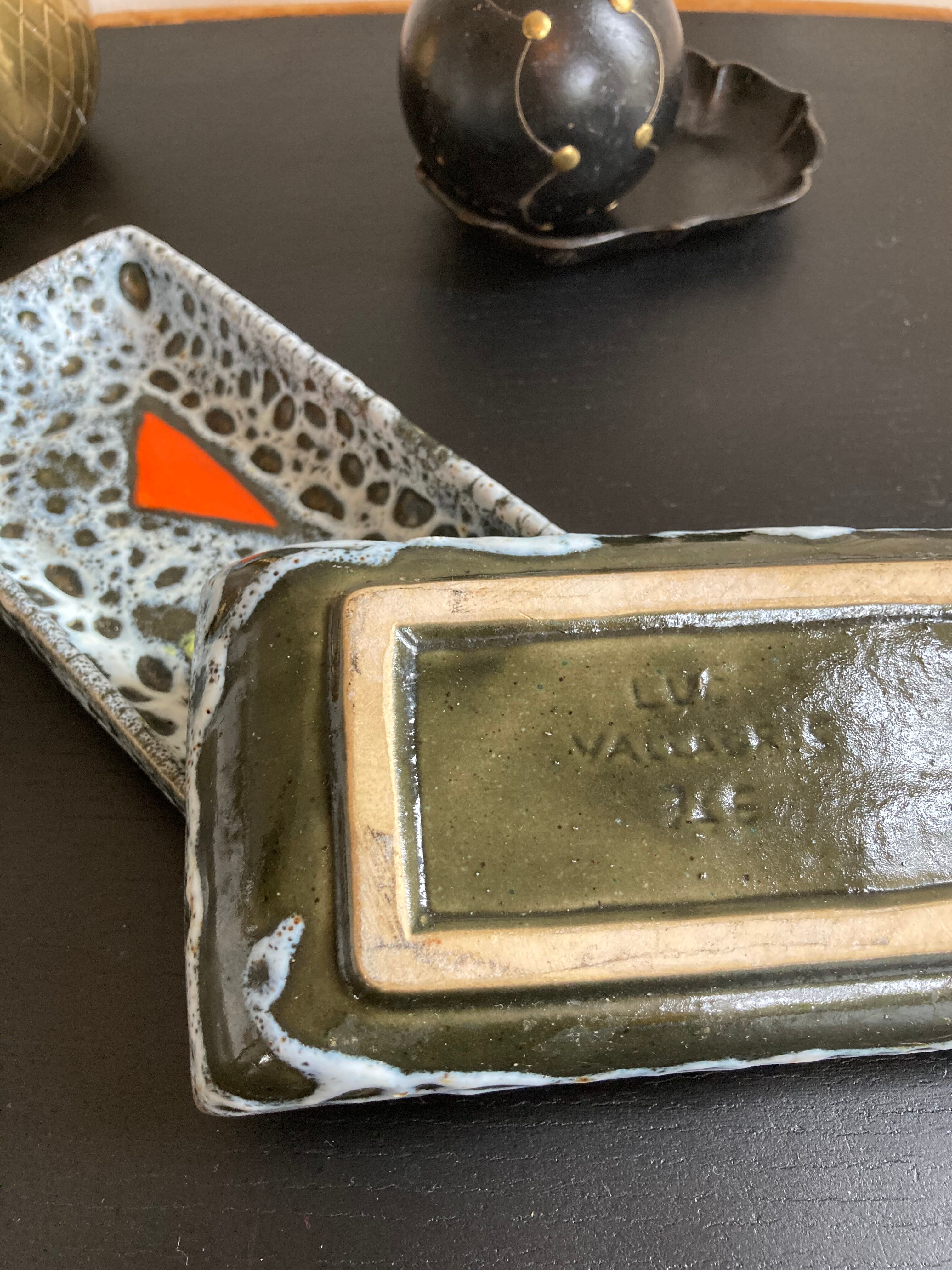 Empty pair ceramic lava pocket signed Luc Vallauris 1950