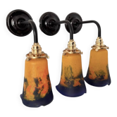 Lot de 3 appliques murales tulipes vintage