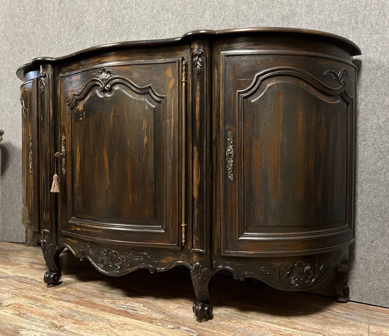 Louis XV style sideboard in lacquered wood and stained wood circa 1900