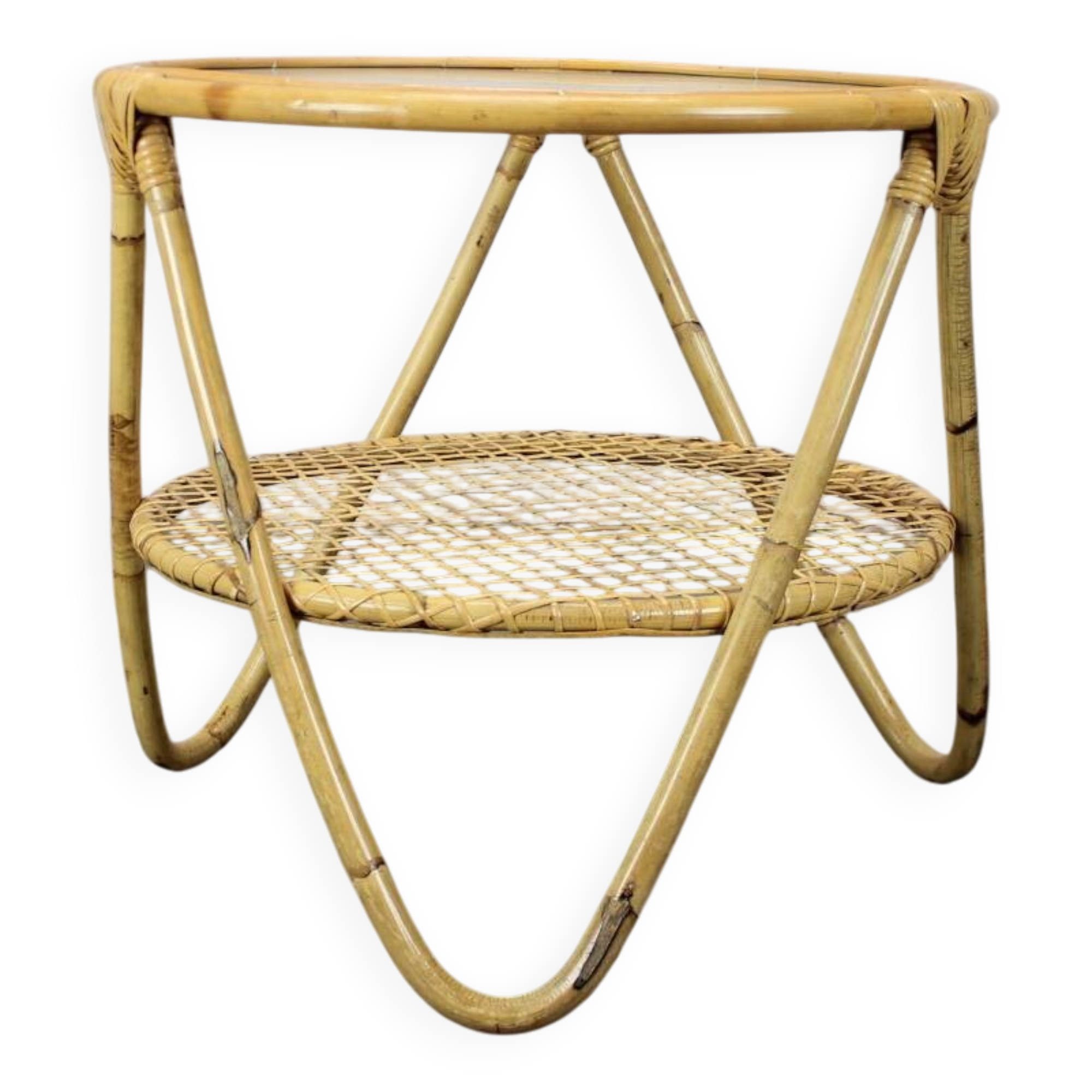 Mid-Century Bamboo and Glass Coffee Table by Alan Fuchs, Czechoslovakia, 1960s