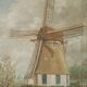 Tableau peinture acrylique sur toile moulin à vent hollandais vintage décoration campagne scandinave