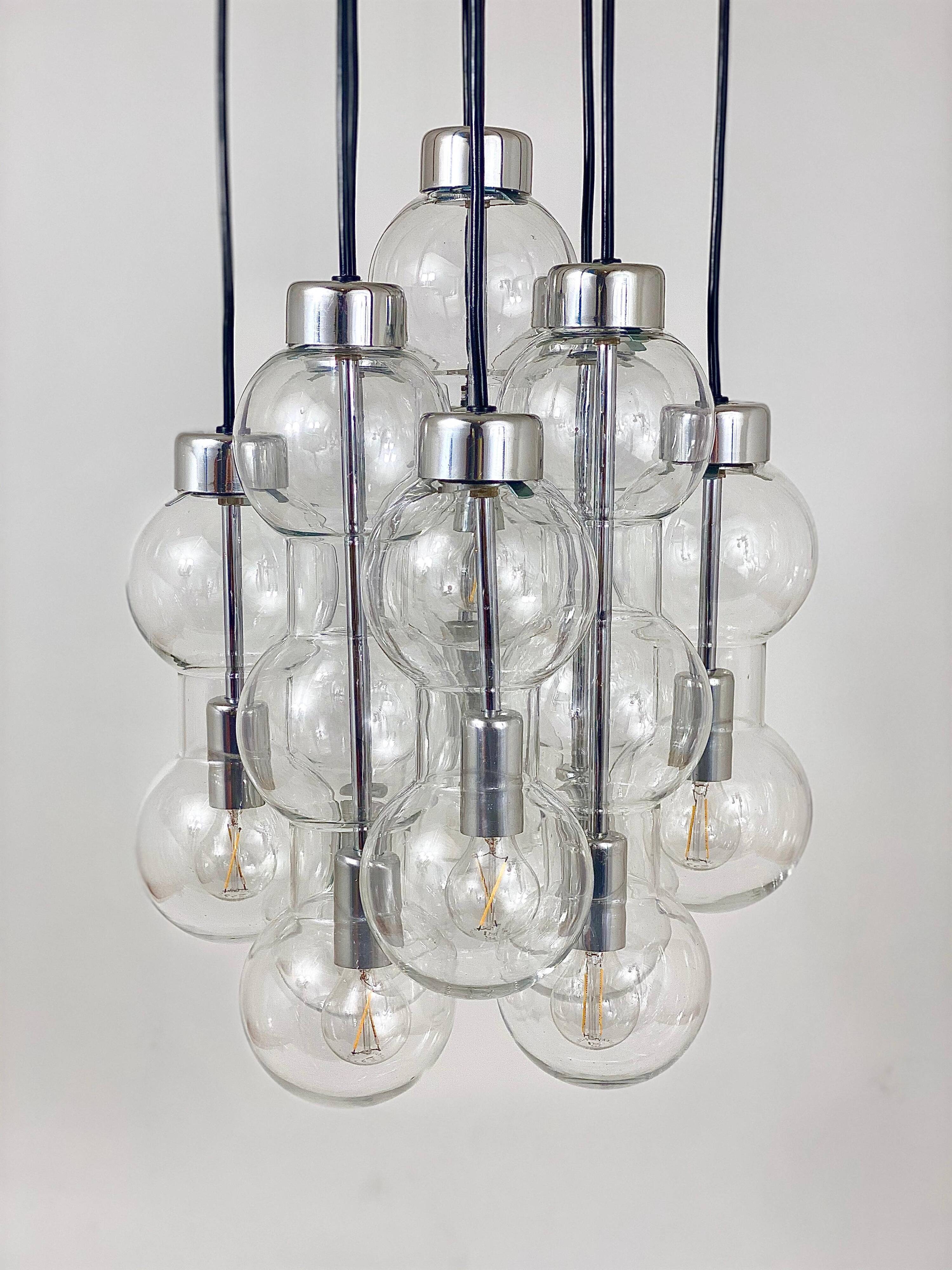 Impressive cascading hourglass chandelier Doria, Space Age, Germany, 1960s.