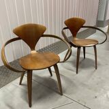 Set of 2 Cherner Norman Designer Armchairs in Solid Walnut