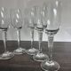 6 Vintage Ribbed Stem Crystal Glasses