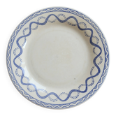 Antique Gien Aurélie plate – Ivory earthenware with Lesage fabric pattern bl