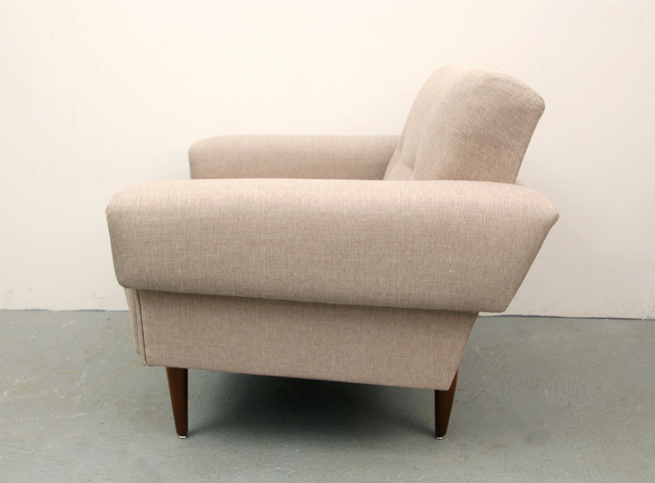 1950s polstery armchair beige, completely restored