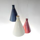 Rare set of 3 conical pendant lamps by Alf Svensson for Bergboms, Sweden 1950's, 2 available