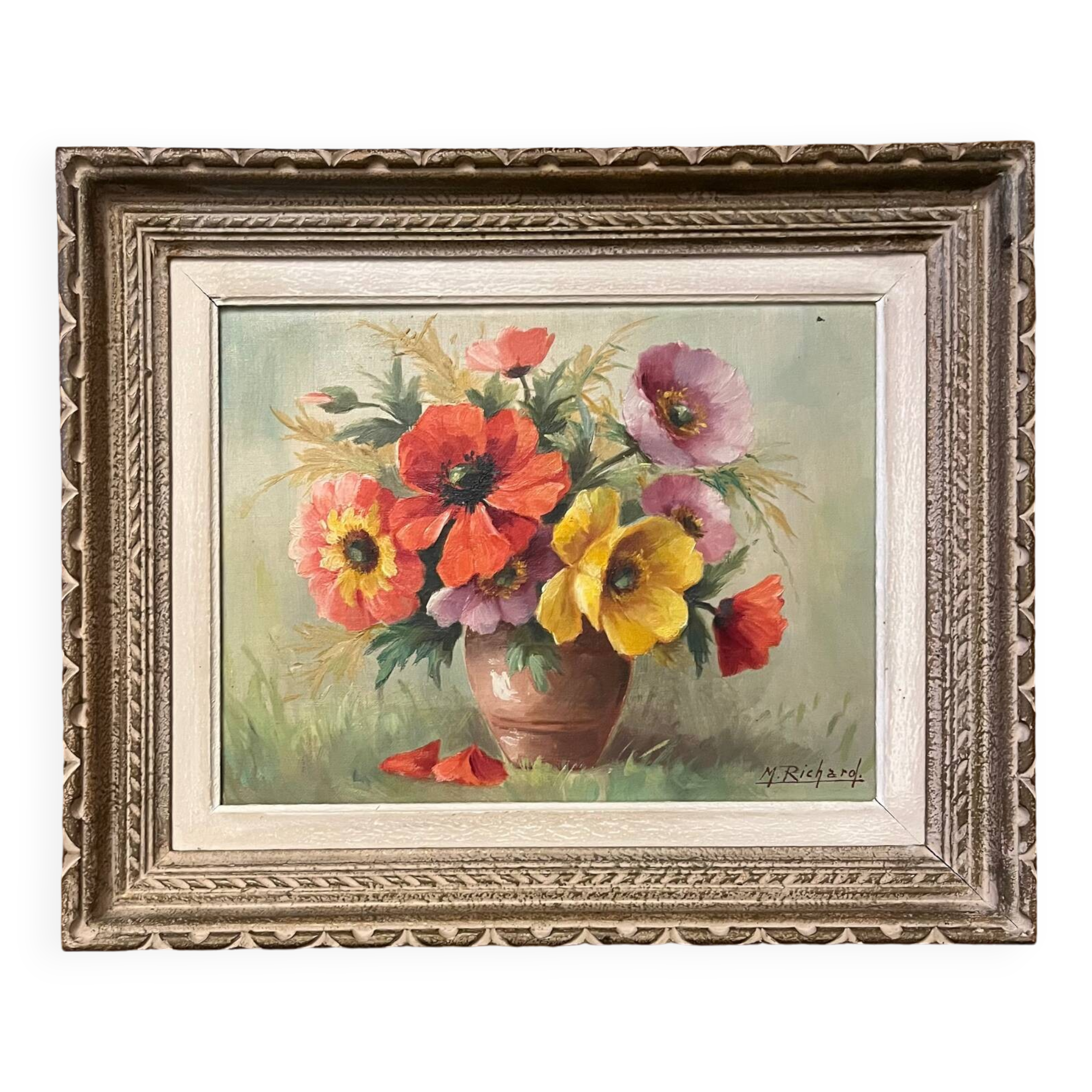 Painting: oil on canvas - still life with anemones