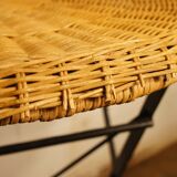 Rattan folding table & metal