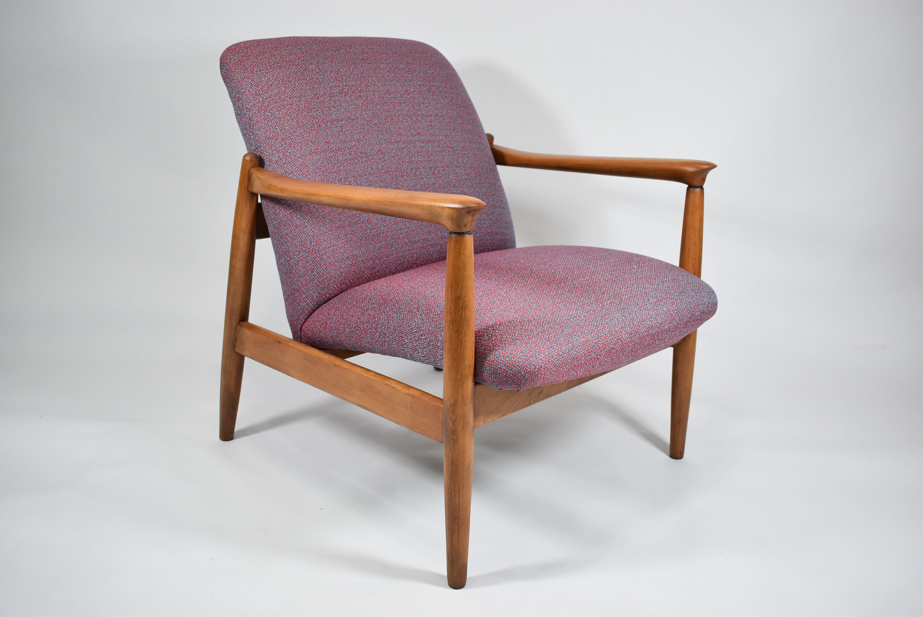 Original armchair GFM-64, 1960s, designer E. Homa, blue orange purple
