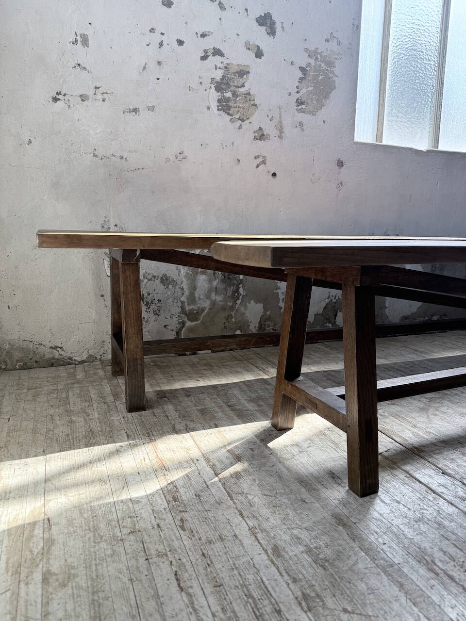 Paire de bancs de ferme chêne 4 mètres