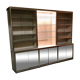 Ivory-colored and matte gold anodized aluminum display bookcase