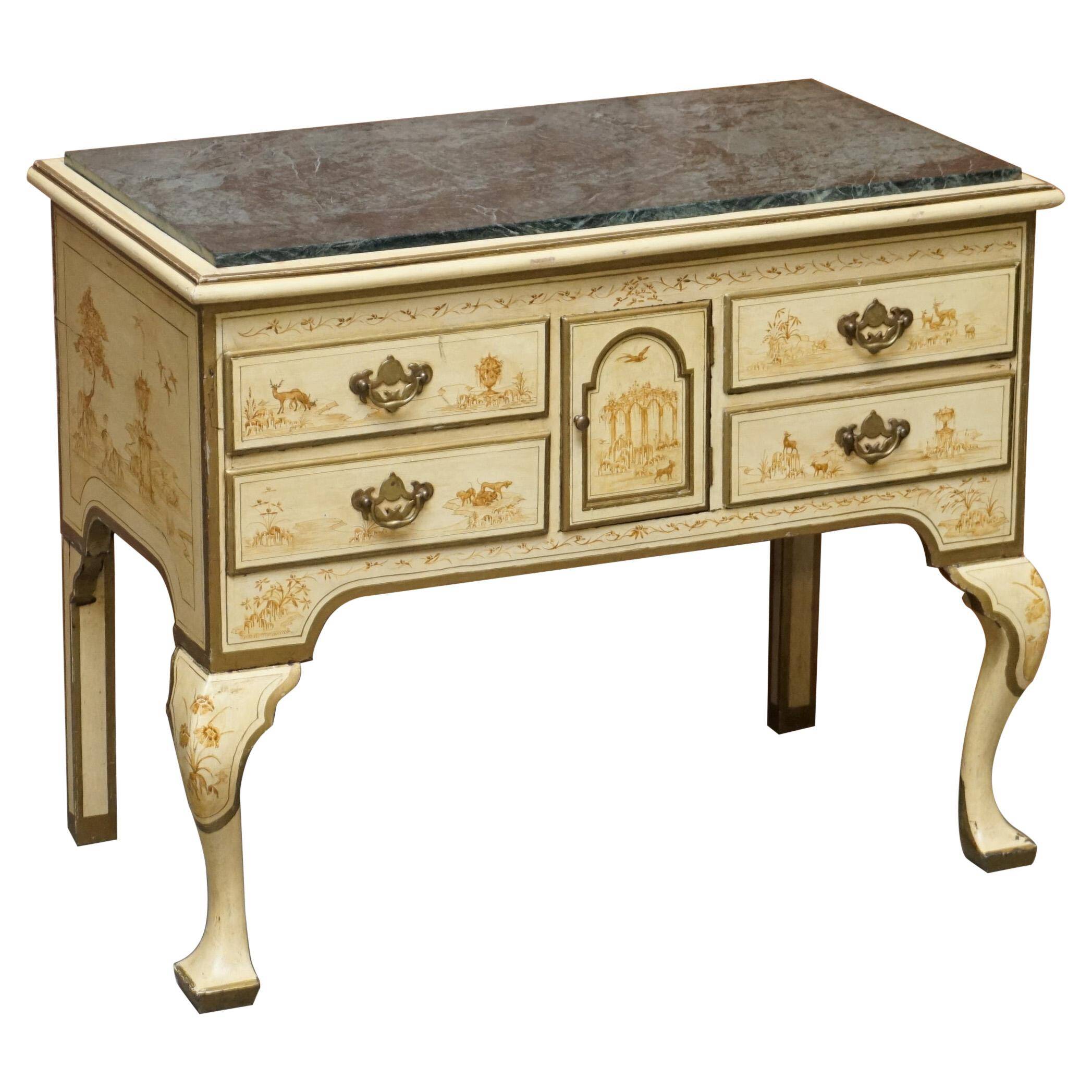 Chinoiserie Buffet with Marble Top in Chippendale Style