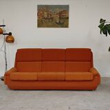 Orange 3-seater sofa jitona ribbed fabric space age 1970