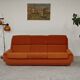 Orange 3-seater sofa jitona ribbed fabric space age 1970