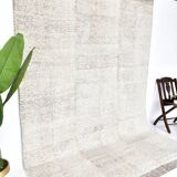 7x10 Brown White Handmade Turkish Vintage Rug 209x298Cm