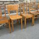 Set of 5 mismatched vintage blond wood bistro chairs