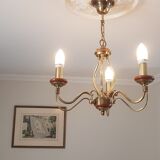 Lustre bois et laiton 3 branches