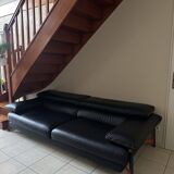 Roche Bobois black leather sofa