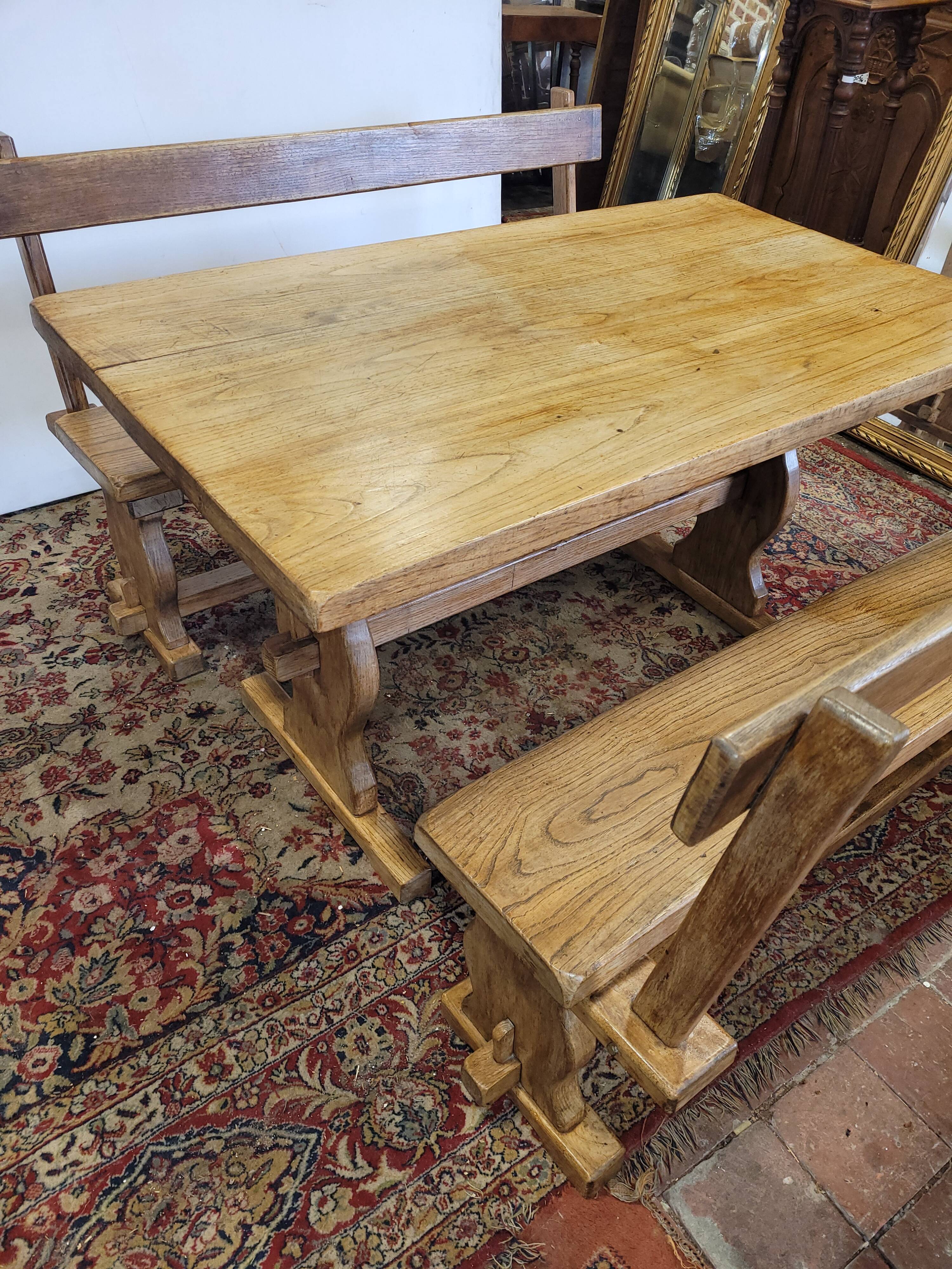 Farm table with benches