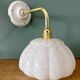 Vintage glass wall light with a curved arm from Clichy, white.