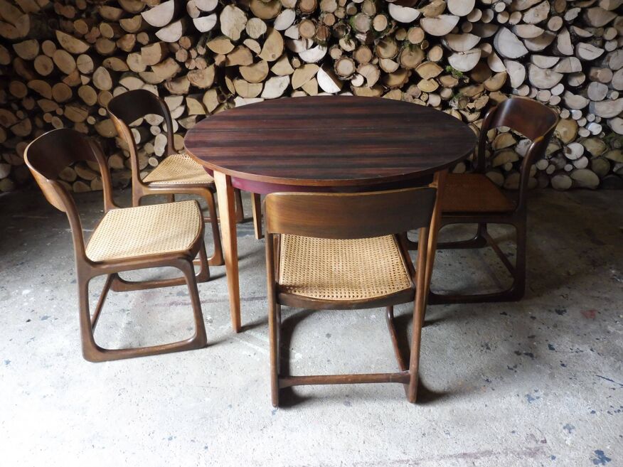 Lot table et chaises baumann année 50/60 bois | Selency