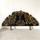 Pediment in blackened wood and 19th century embossed gilded metal foil
