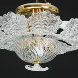 Charming transparent Murano glass leaf ceiling light or chandelier, 1970s