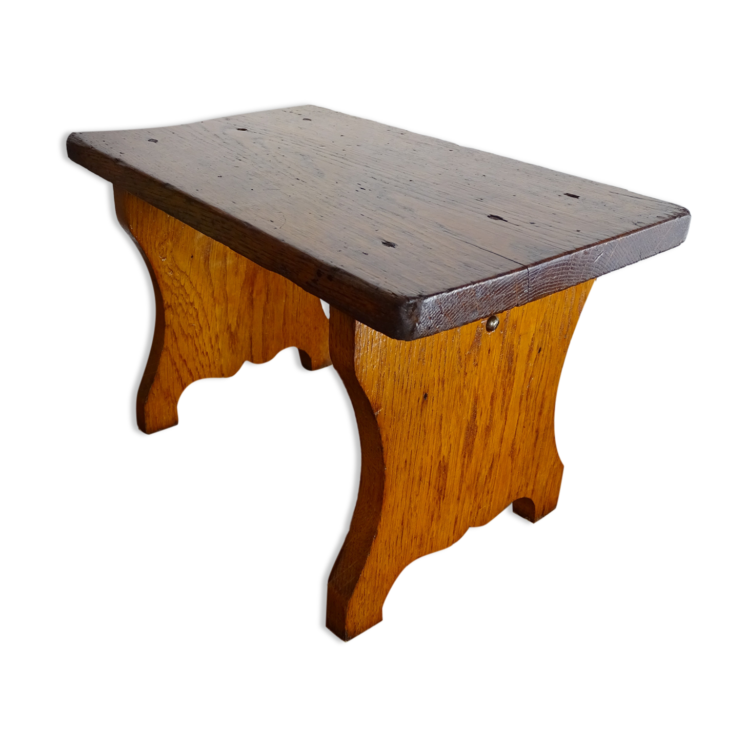 Vintage brutalist wooden stool