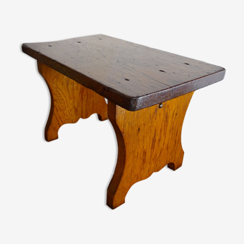 Vintage brutalist wooden stool