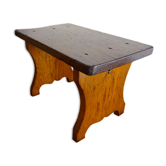 Vintage brutalist wooden stool