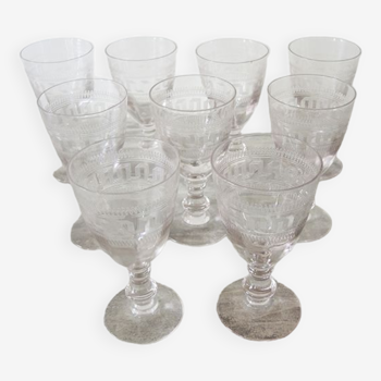 9 old port glass art deco style glass