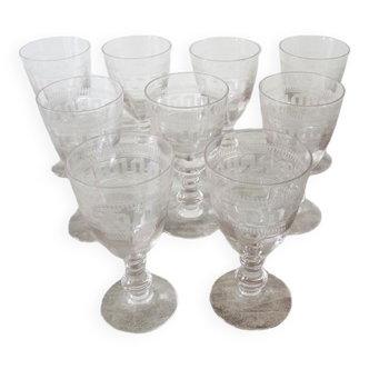 9 anciens verres à porto en verre style art déco