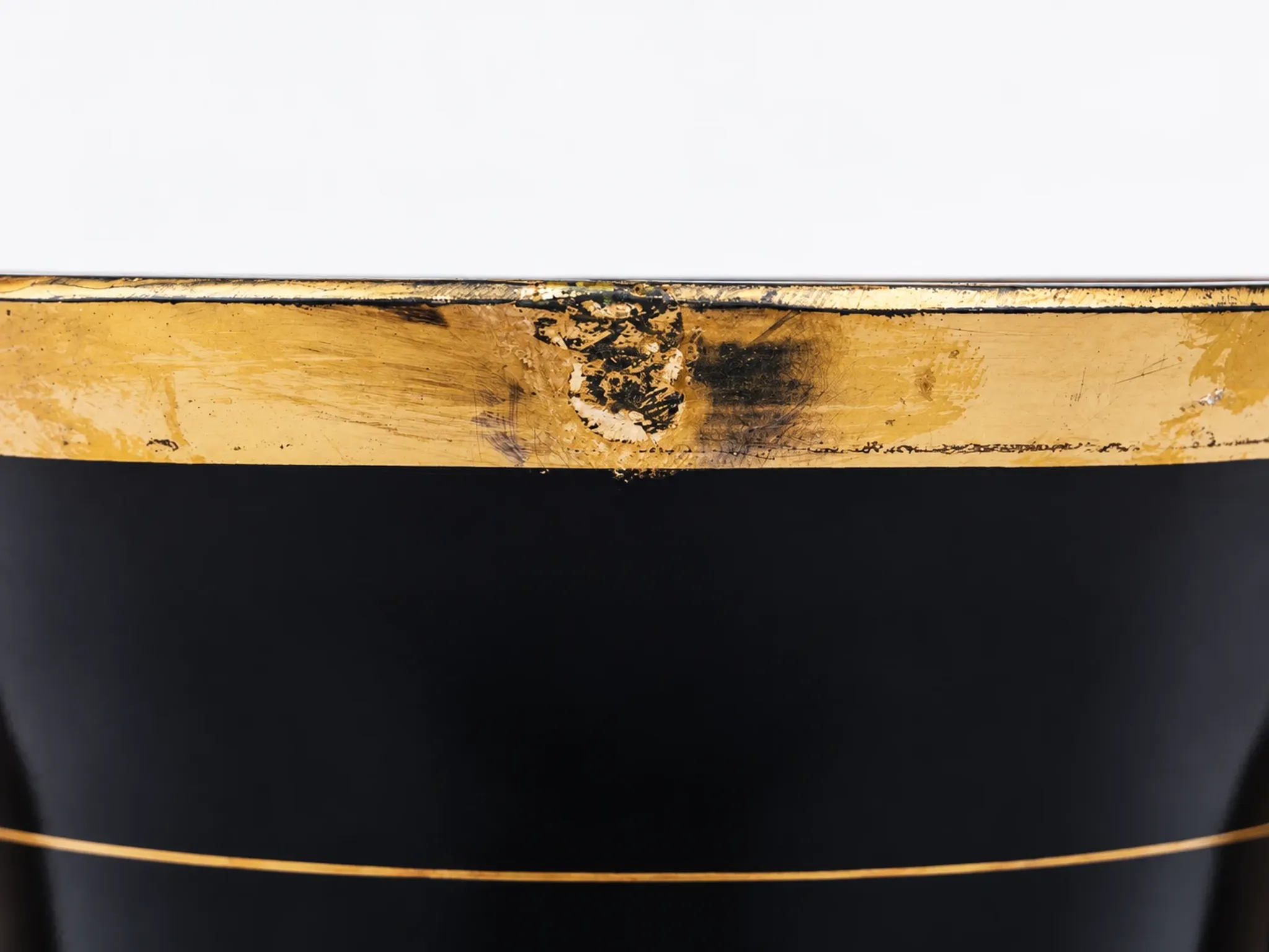 Superb Large Art Deco Ruppel Boom Vase – Black Glass with Fine Gold Gilding