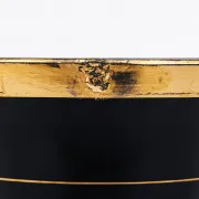 Superb Large Art Deco Ruppel Boom Vase – Black Glass with Fine Gold Gilding