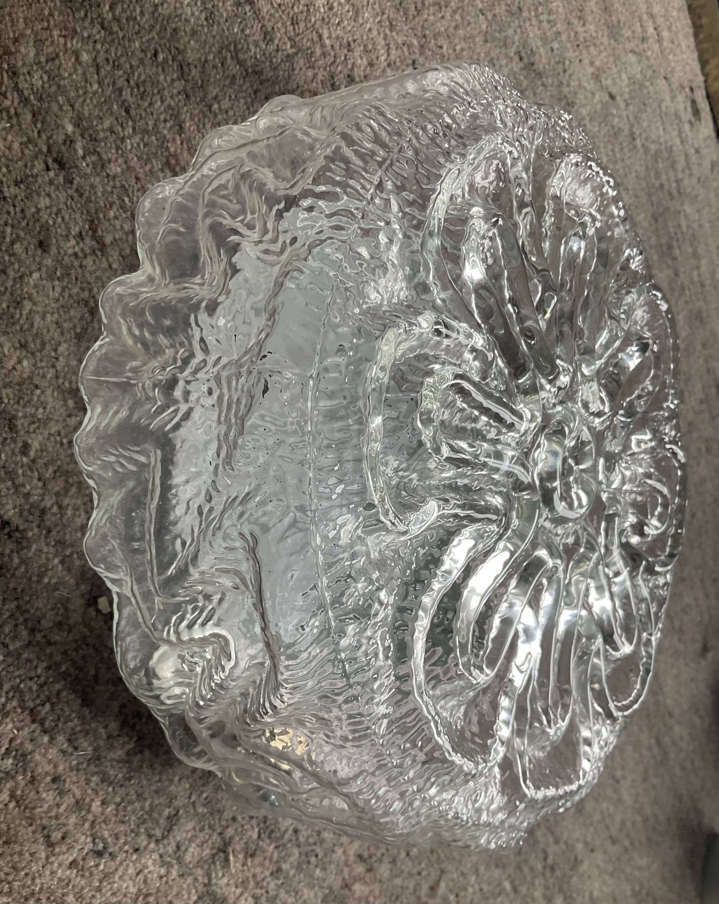 Vintage molded glass wall lamp from the 70s