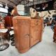 Art Deco Display Buffet in Carved Wood, Black Marble and Bi-Mirror