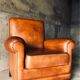 Fauteuil Club vintage en cuir « cognac »