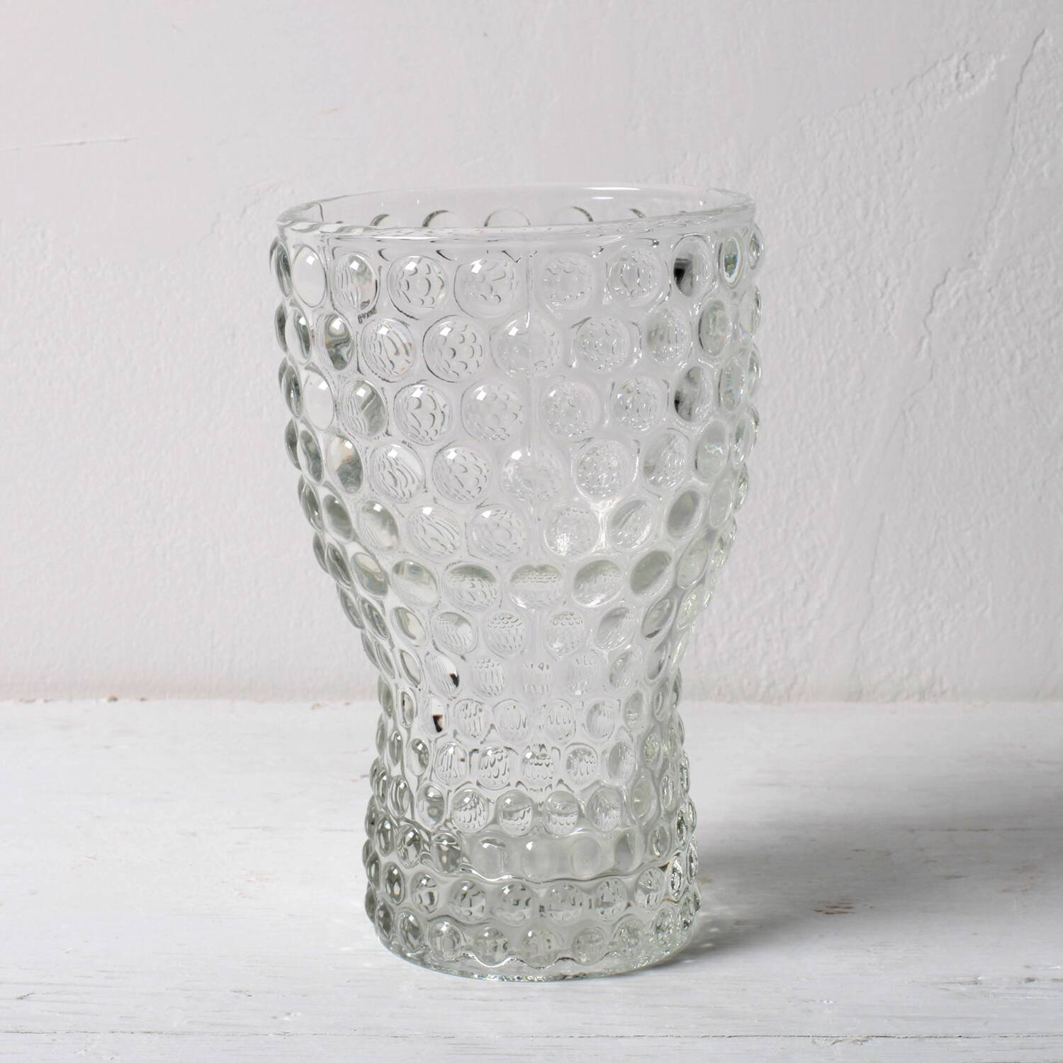 Mid-Century Clear Pressed Glass Vase by Jan Schmid, Rosice / 1961