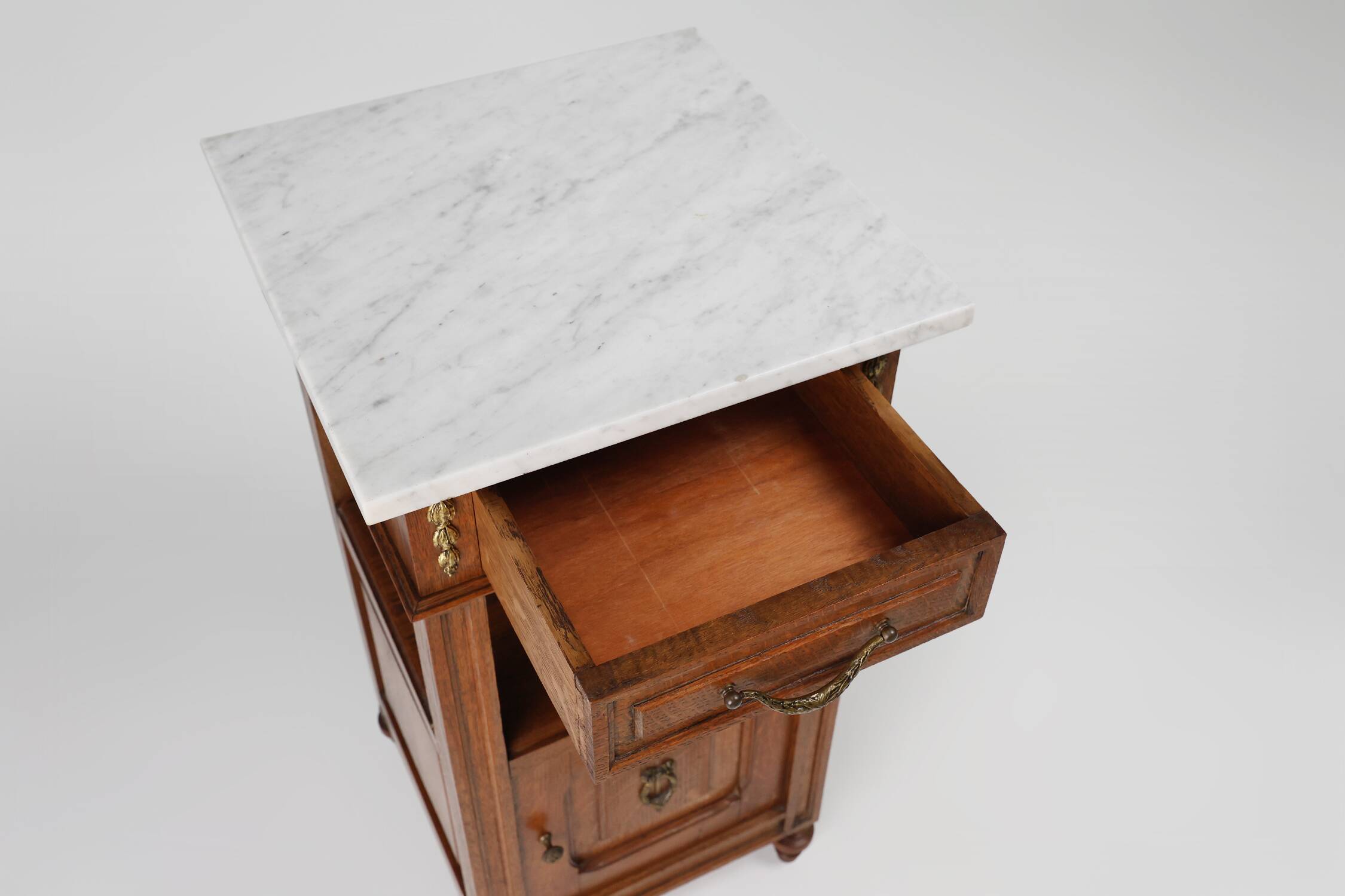 Art Deco nightstand with a Carrara marble top, France ca. 1910