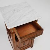 Table de chevet Art Déco avec plateau en marbre de Carrare, France vers 1910