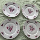 Set of 4 flat plates, in art deco porcelain