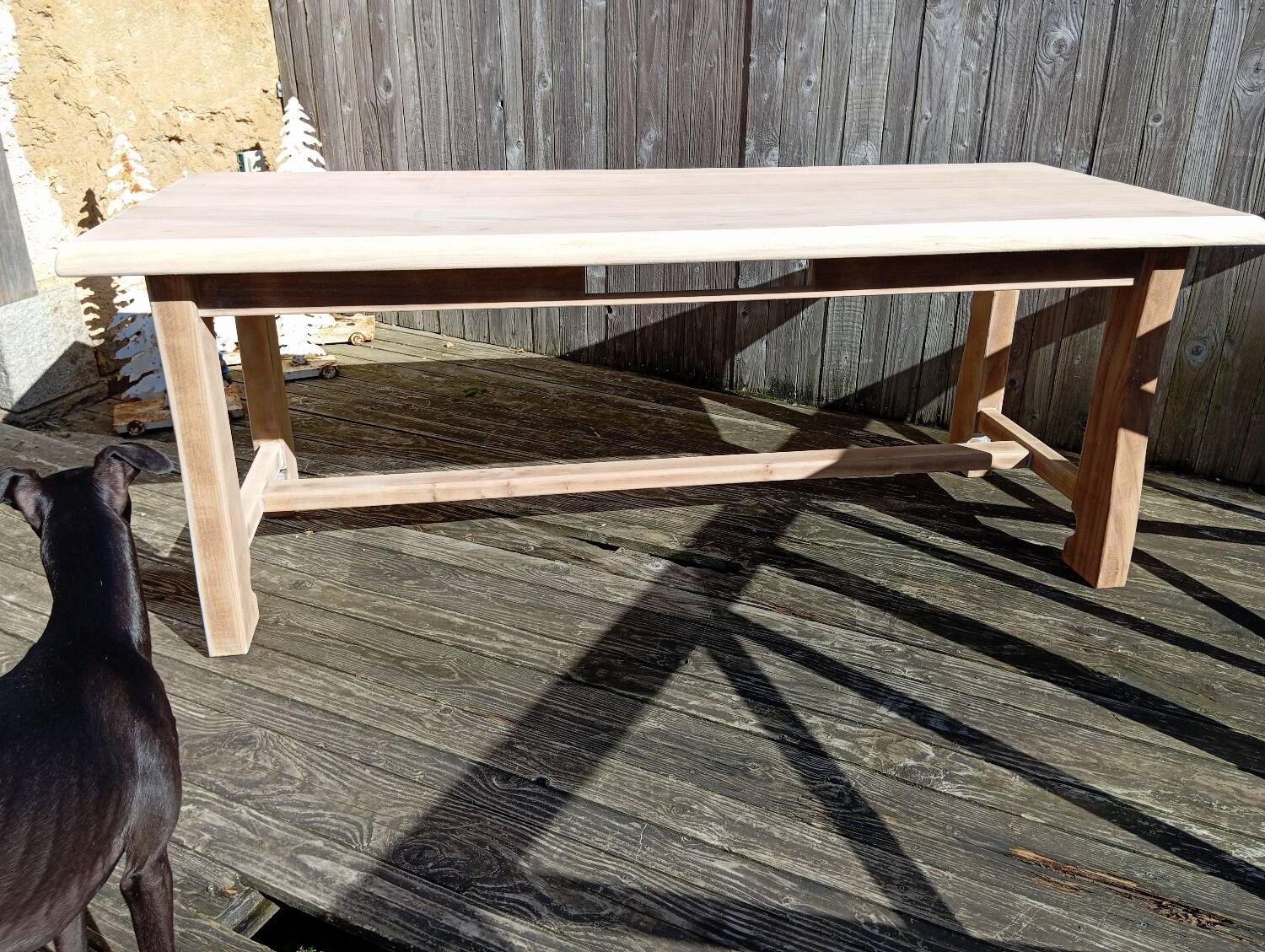 Raw wood farmhouse table