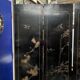 Antique Chinese bedroom screen, inlay of soapstone, jade, ivory, mother-of-pearl