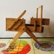 Worker - wooden sewing box with vintage compass feet