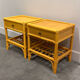 Pair of vintage bamboo & wood nightstands with drawer, 1970s
