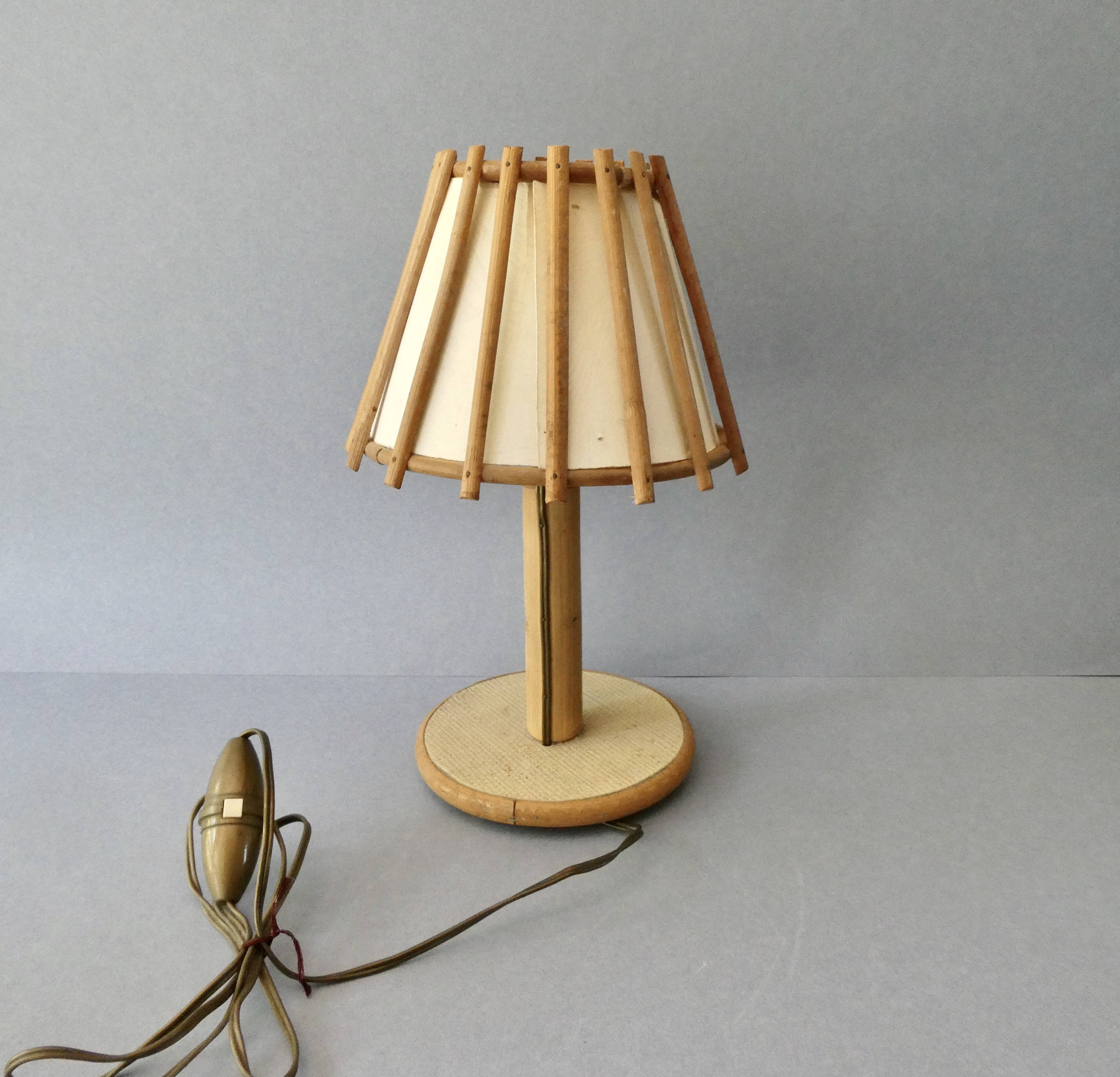 Rattan lamp Art Vannerie France, 70s